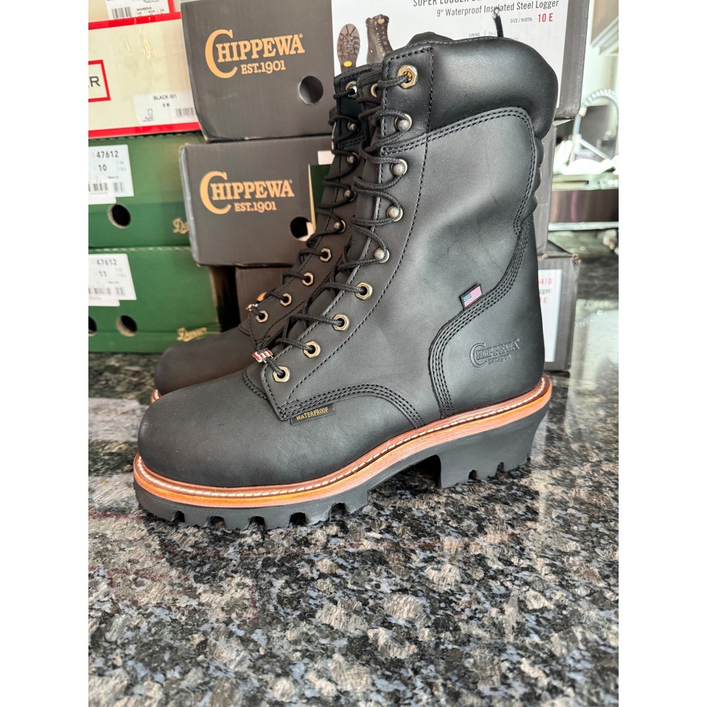 Chippewa Super Logger Black 9" Waterproof Insulated Steel Toe Boots SL5410 10E
